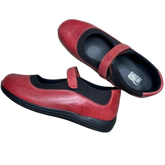 Drew Red Black Mary Jane Leather Orthopedic Comfort Shoes Size 11 M - Picture 2 of 10